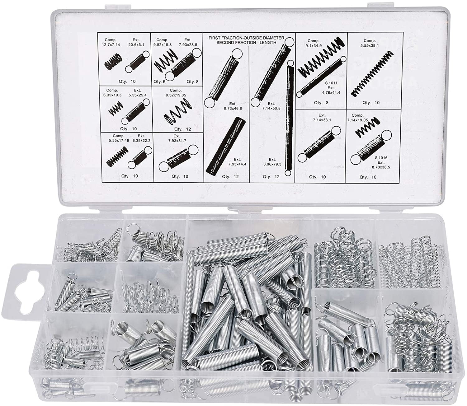 Kit De 200 Ressorts De Traction Et Compression - 20 Tailles Différentes En Acier Galvanisé
