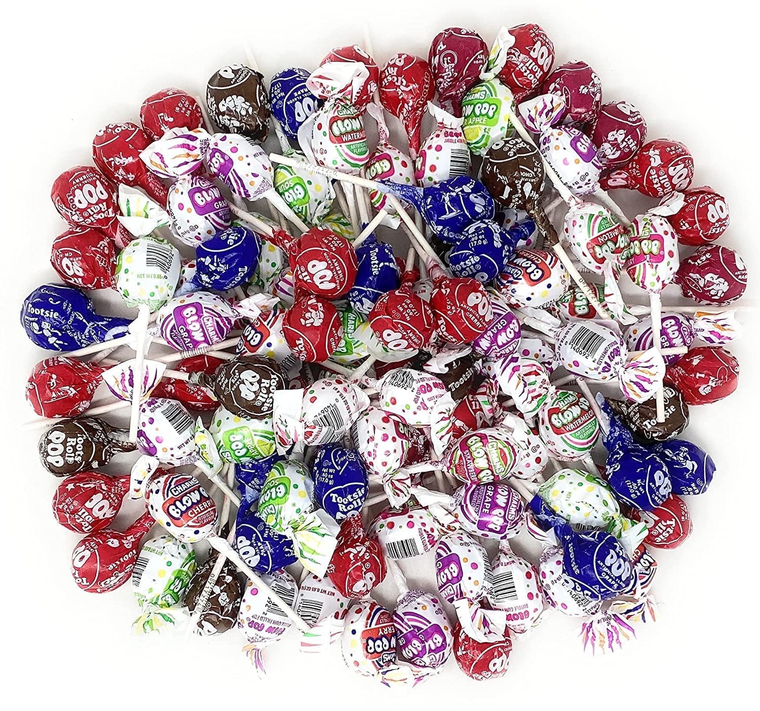 Assortit Charms Blow Pops & Tootsie Pops Bulk Candy 10 Flavor Lollipops 4 Lb (64 Oz)