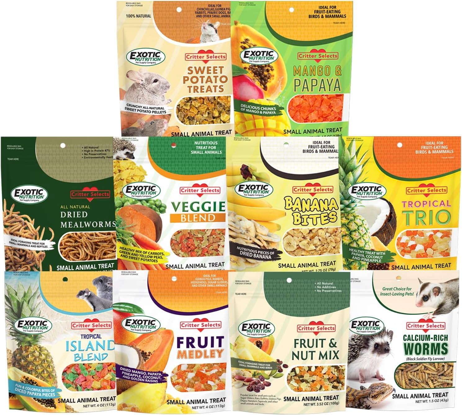 Assortment 10 Pack Healthy Treat with Mix of Dried Fruits, Dried