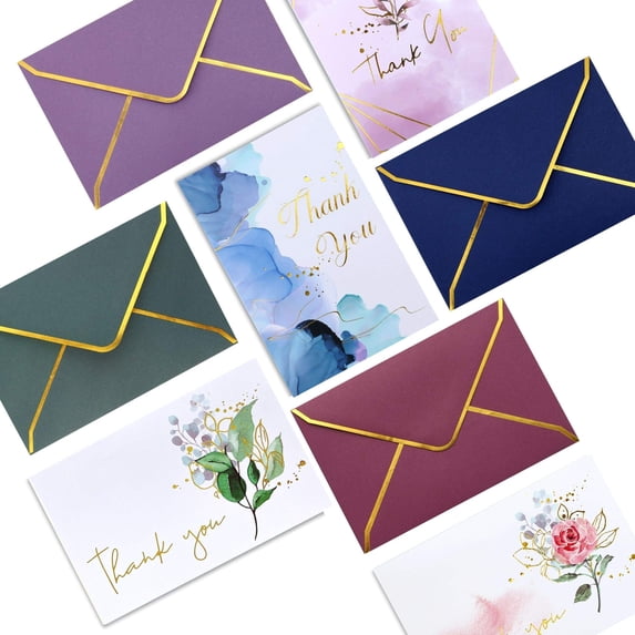 Assortment 4x6 Inch Heavy Duty Thank You Greeting Cards with Envelopes 36 Pack