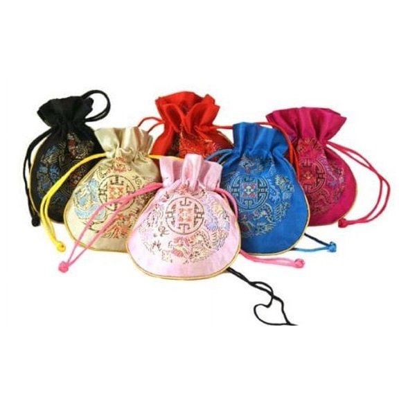 Assortment Of 6 Oriental Silk Girl's Purse