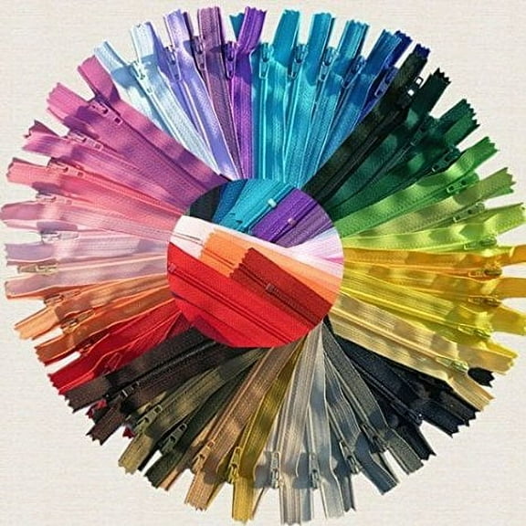 Assortment Of Colors Ykk #3 Skirt & Dress Coil Zippers Mix Of Colors (25 Zippers, 18 Inch)