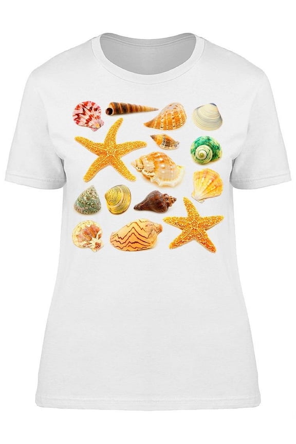 Assortment Of Sea Shells T-Shirt Women -Image by Shutterstock, Female XX-Large