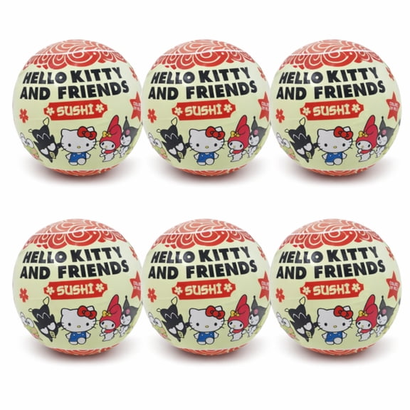Assortment of 6 Hello Kitty and Friends Sushi Mystery Collectible Capsules