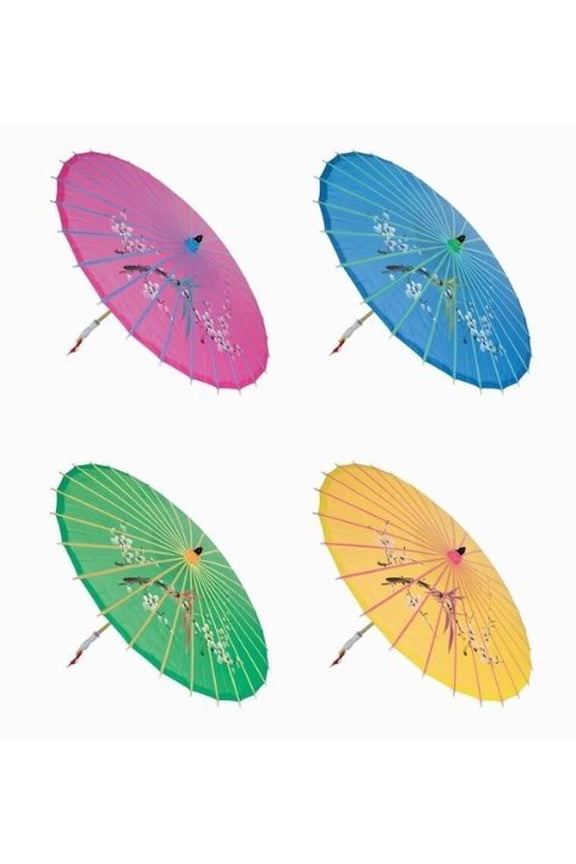 "Assortment or six (6) 30"" Large Asian Silk Umbrella / Parasol"