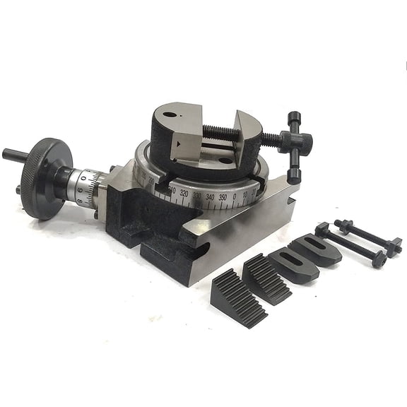 Assorts 4"/ 100 Mm Rotary Table Quality Precision Horizontal Vertical With Suitable M6 Clamp Kit & 80MM Round Vice/ Vise