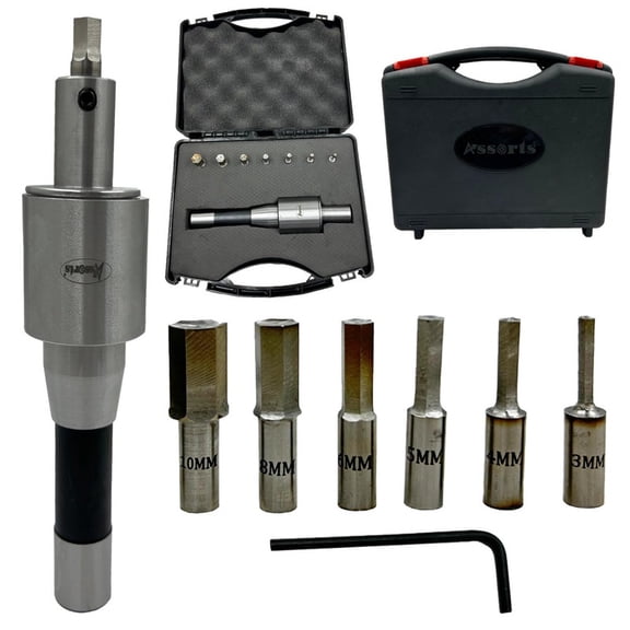 Assorts Newly Developed Rotary Broach (Metric)  R8 Shank (7/16 UNF Drawbar Thread) + 7 PCS H.S.S. Hex Punch Set (312 mm)