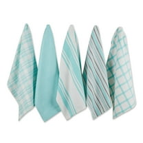 Asst Aqua Woven Dishtowels (Set of 5)