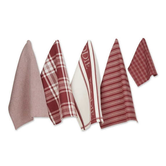 Asst Barn Red Foodie Dishtowel And Dishcloth 5 Piece