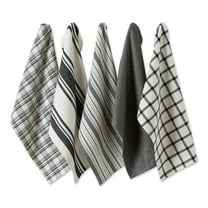 Asst Black Woven Dishtowels (Set of 5)