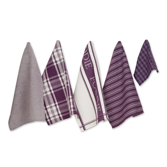 DII Asst Eggplant Foodie Dishtowel And Dishcloth 5 Piece