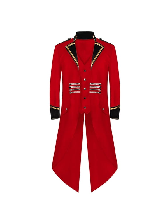 Halloween Jacket for Men Steampunk Vintage Gothic Tailcoat Soft Comfortable Long Coat for Medieval Halloween Cosplay Party Stage Wear