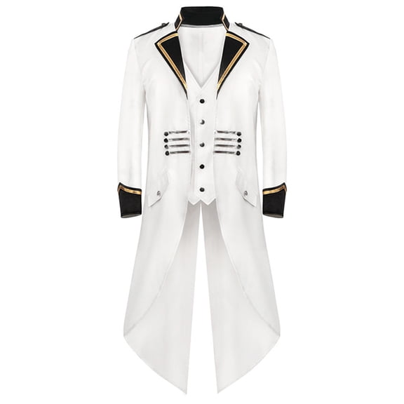 Assttyimr Halloween Jacket for Men Steampunk Vintage Gothic Tailcoat Soft Comfortable Long Coat for Medieval Halloween Cosplay Party Stage Wear