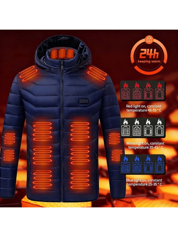 Men's Heated Jacket with Battery Pack Soft Comfortable USB Electric Warming Coat Lightweight Puffer Winter Outerwear with 3 Heat Settings