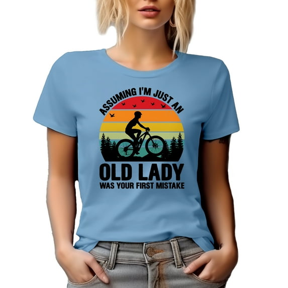 Assuming I'm Just an Old Lady Was Your First Mistake, Cyclist or Bicyclist, Baby Blue T-Shirt, 2XL