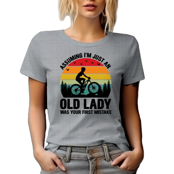 Assuming I'm Just an Old Lady Was Your First Mistake, Cyclist or Bicyclist, Heather Grey T-Shirt, XL