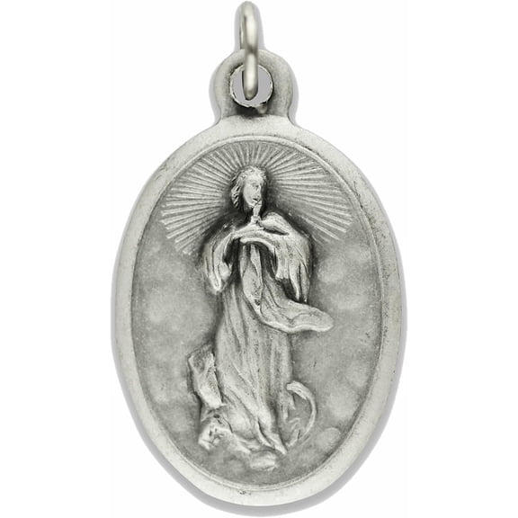 Assumption of the Blessed Virgin Mary Asuncin de la Santsima Virgen Mara Silver Oxidized Medal Medalla con Enchape de Plata Blessed by His Holiness