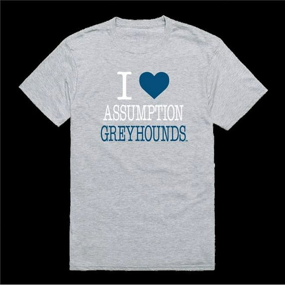 Assumption University Greyhounds I Love T-Shirt, Heather Grey - Extra Large