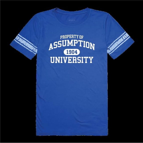 Assumption University Greyhounds Women Property Football T-Shirt, Royal - Large