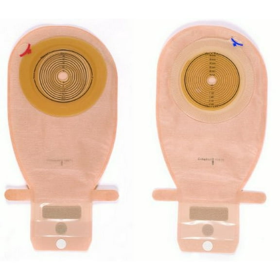 Assura Colostomy Pouch One-Piece System 11-1/2 Inch Length 3/8 to 2-1/4 Inch Stoma Drainable Flat, Trim To Fit, 15869 - Box of 10