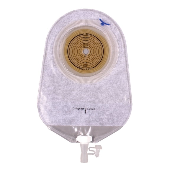 Assura Urostomy Pouch Drainable 3/8 to 2-1/4 Inch Stoma 9-1/2 Inch Length 1pc System Transparent 12474, 10 Ct