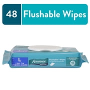 Assurance Large Flushable Wet Wipes, Fragrance Free, 48 Count