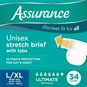 Assurance Unisex Stretch Briefs with Tabs, L/XL, 34 Count