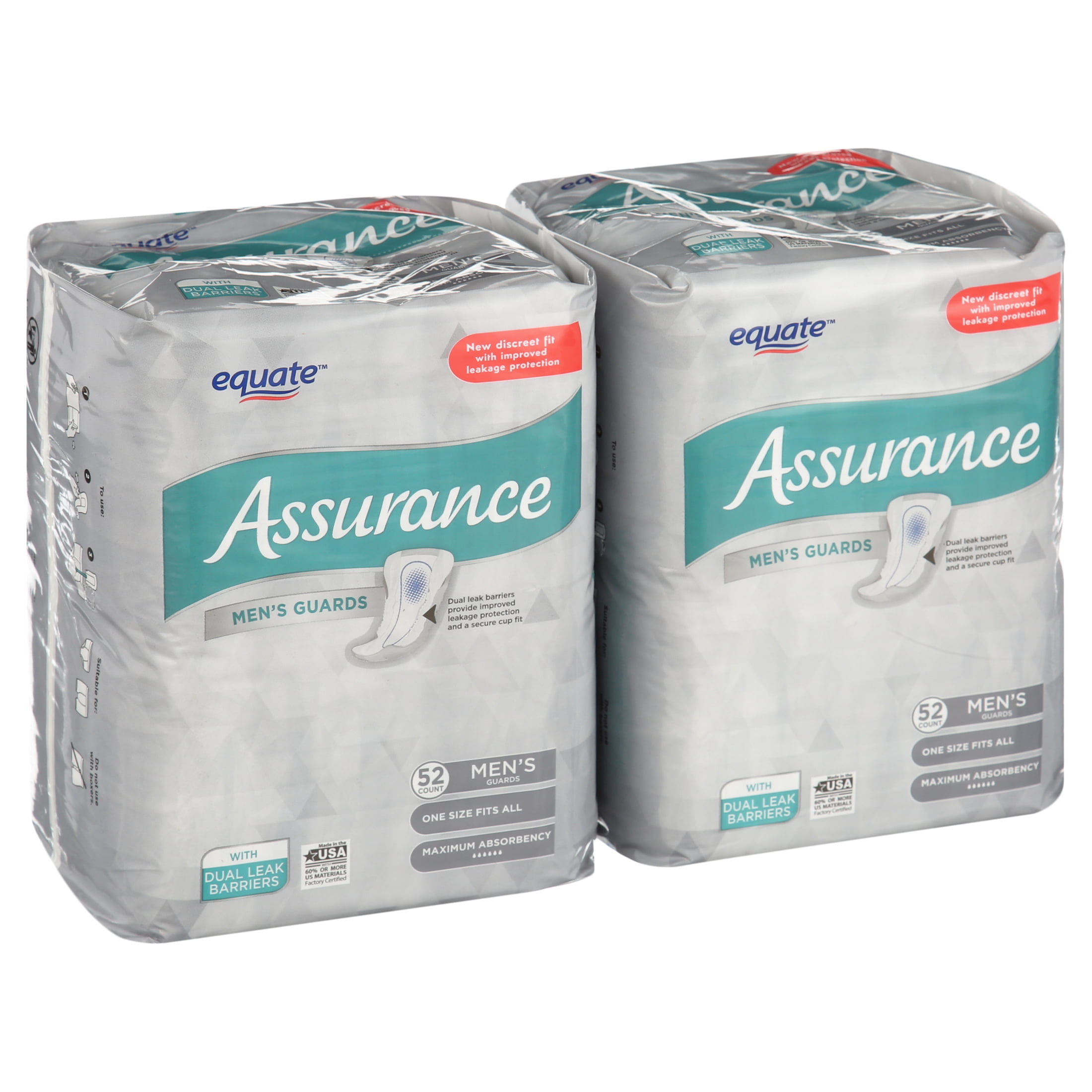 Assurance Guards for Men, Maximum, One Size Fits All, 52 Ct (pack