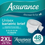Assurance Unisex Bariatric Briefs, Ultimate Absorbency, XXL, 48 Count