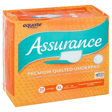 Assurance Maximum Absorbency Unisex Premium Quilted Underpad, XL, 20 Count