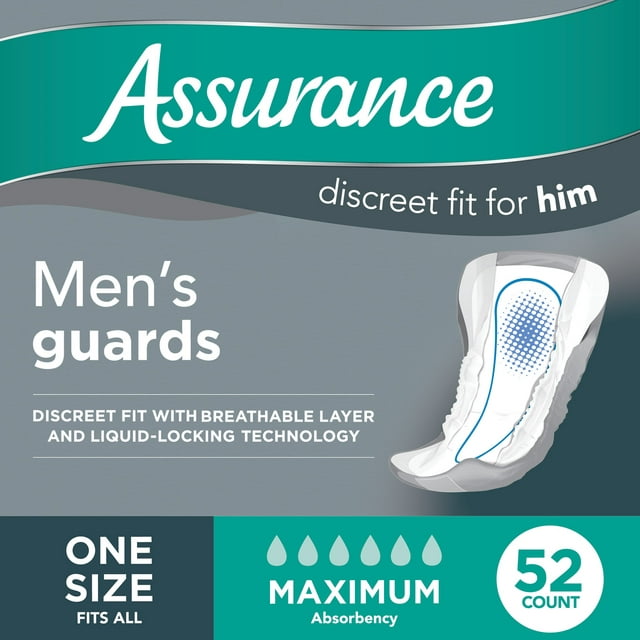 Assurance Men's Guards, Maximum Absorbency (52 Count) - Walmart.com