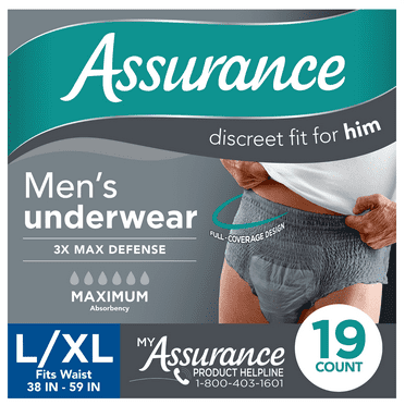 Assurance Men's Incontinence Underwear, L/XL , Maximum Absorbency (19 Count)