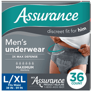 Assurance Men's Incontinence Underwear, L/XL , Maximum Absorbency (36 Count)