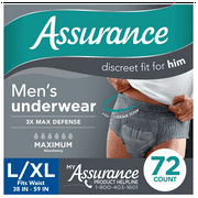 Assurance Men's Incontinence Underwear, Large, Maximum Absorbency, 72 Count