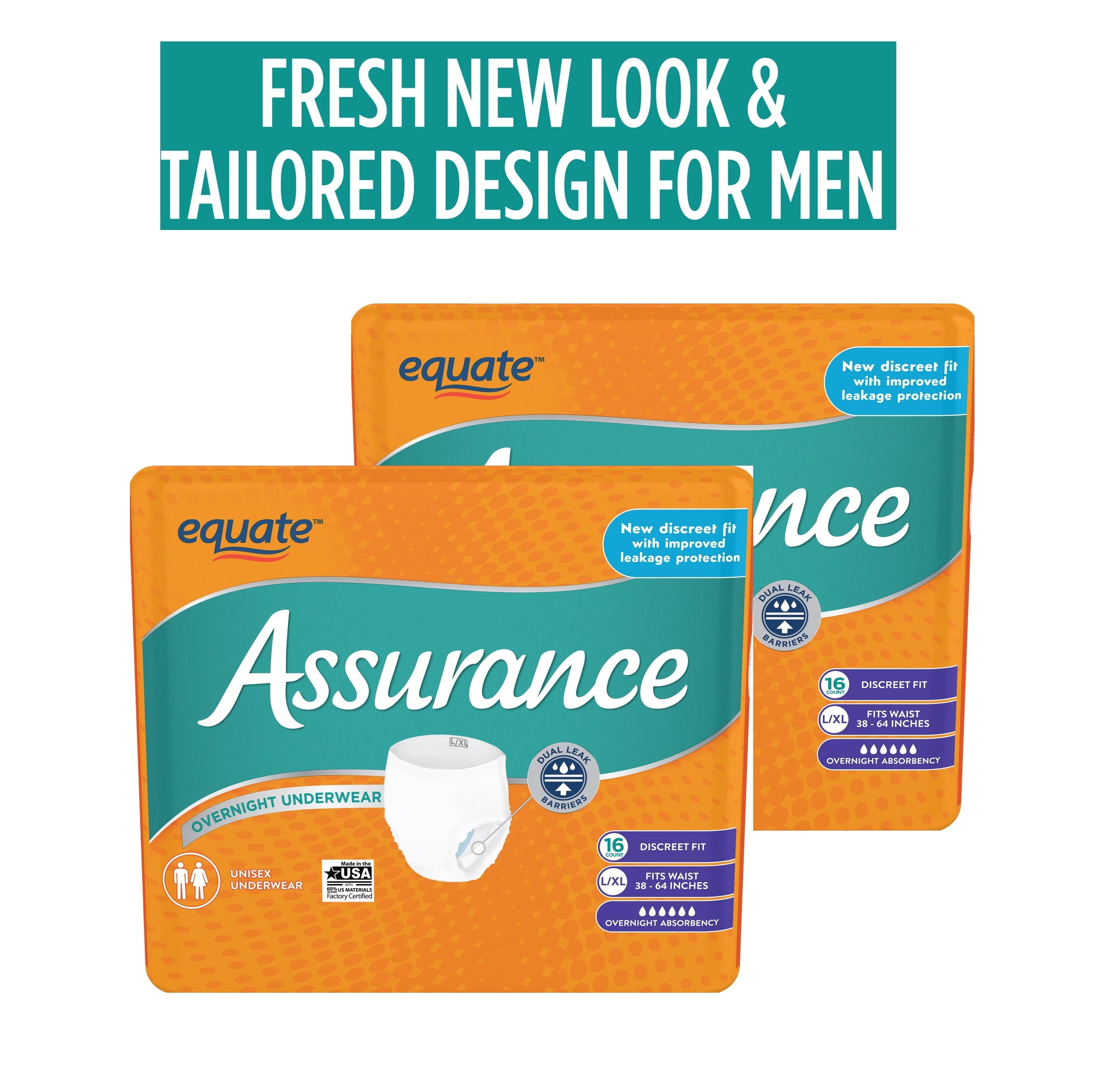 Assurance Men's Incontinence Underwear, Large, Overnight , 16 Count ...