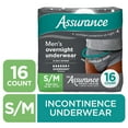 thumbnail image 1 of Assurance Men's Overnight Incontinence Underwear, S/M , Ultimate Absorbency (16 Count), 1 of 13