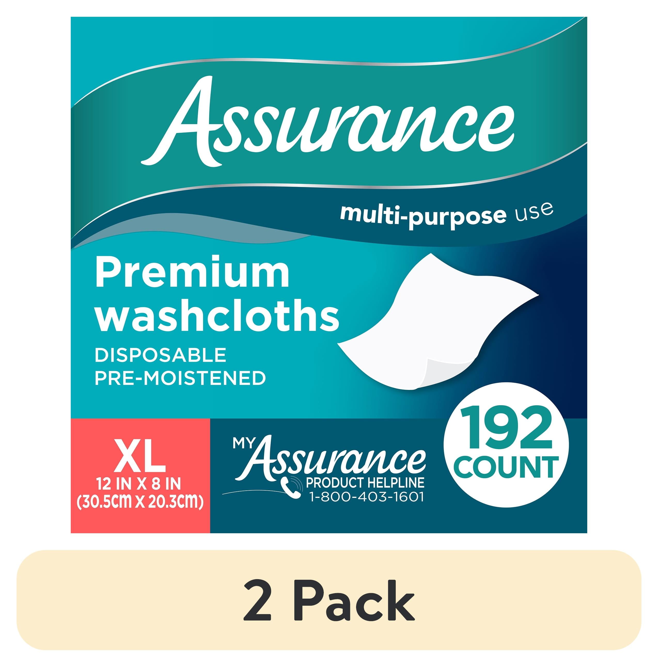Assurance Premium XL Disposable Washcloths - Pre-Moistened Body Wipes, 192 Count 13 thumbnail image
