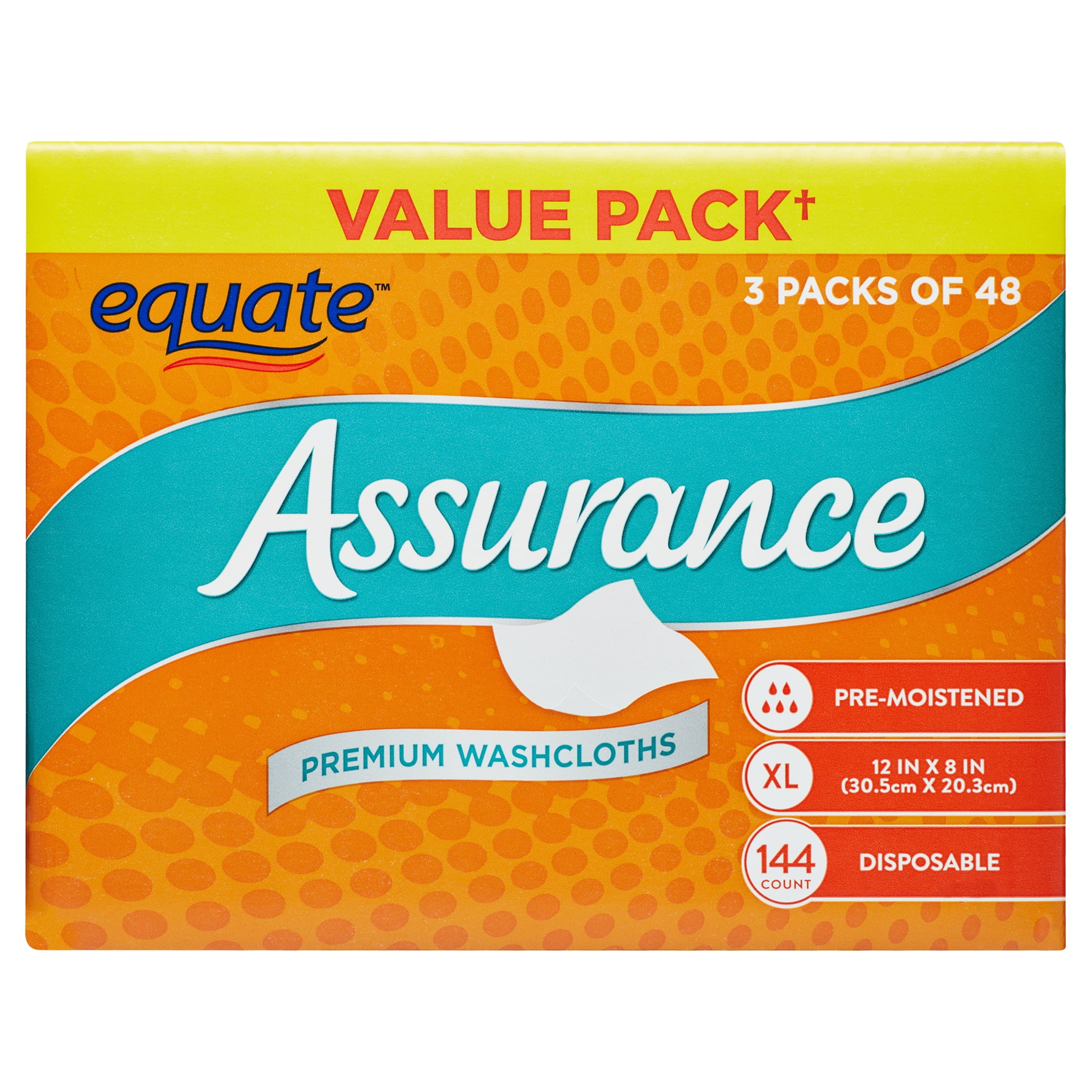 Assurance Premium XL Disposable Washcloths, 144 Ct