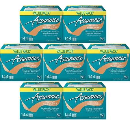 Assurance Premium Washcloths Value Pack 144 Count Carton, 7-Pack