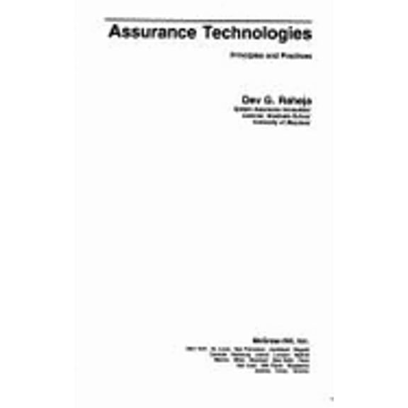 Pre-Owned Assurance Technologies: Principles and Practices (Hardcover) 0070512124 9780070512122
