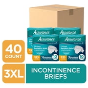 Assurance Unisex Maximum Incontinence Briefs with Tabs, Bariatric 40 Count