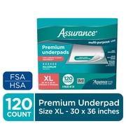 Assurance Unisex Premium Underpad, Maximum Absorbency, Extra Large 30 x 36 120 Count