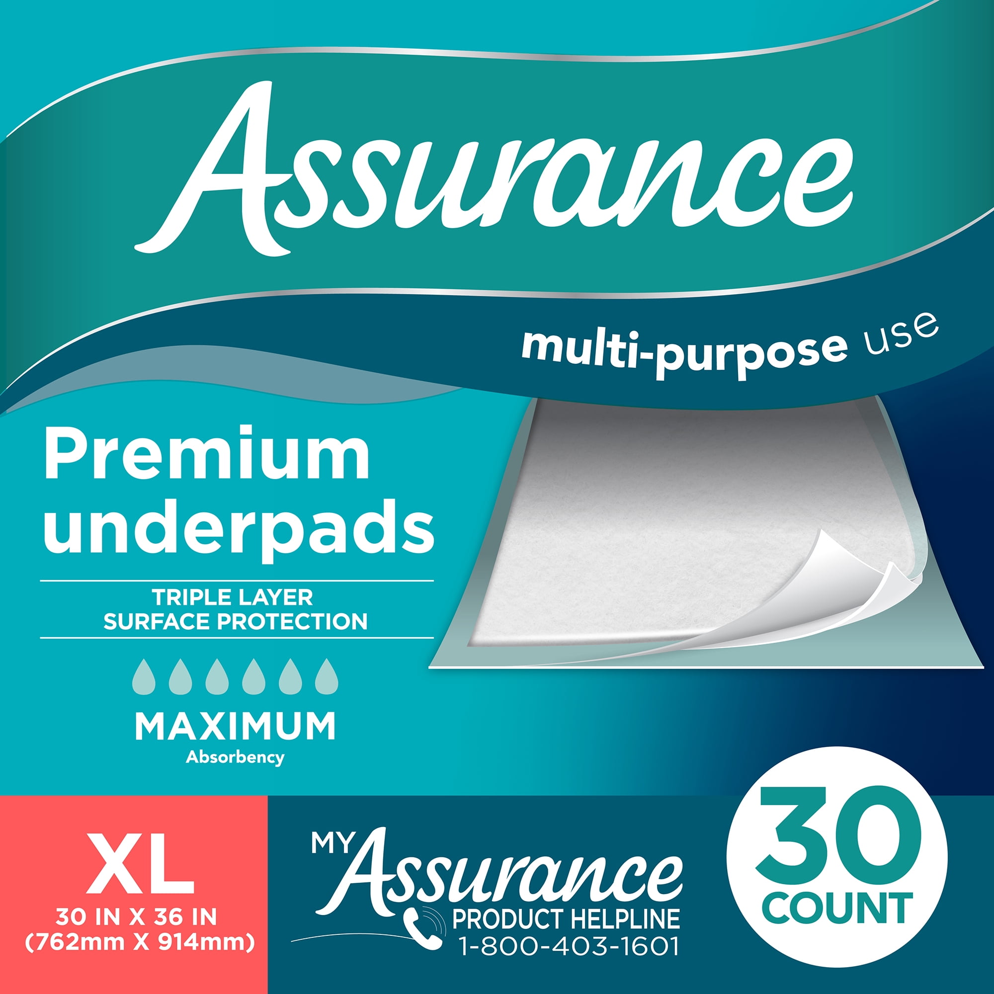 Assurance Unisex Premium Quilted Underpad, Maximum Absorbency, XL