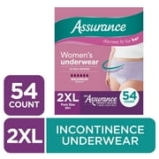 Assurance Women's Incontinence & Postpartum Underwear, XXL , Maximum Absorbency (54 Count)
