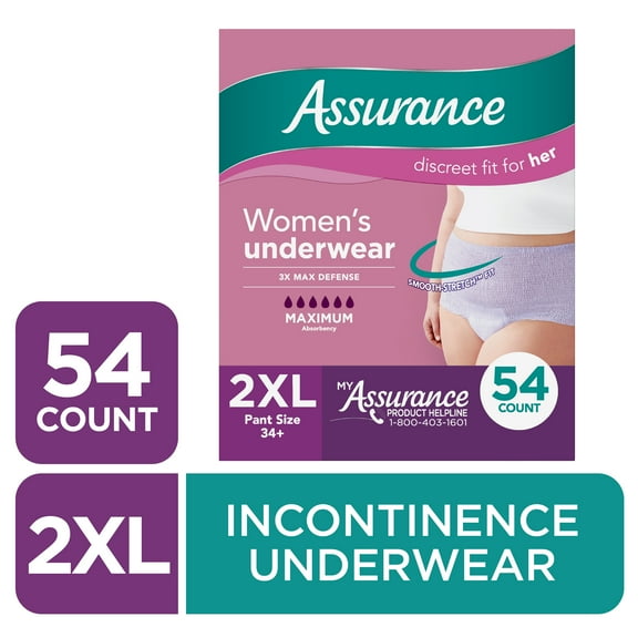 Assurance Women's Incontinence & Postpartum Underwear, XXL , Maximum Absorbency (54 Count)