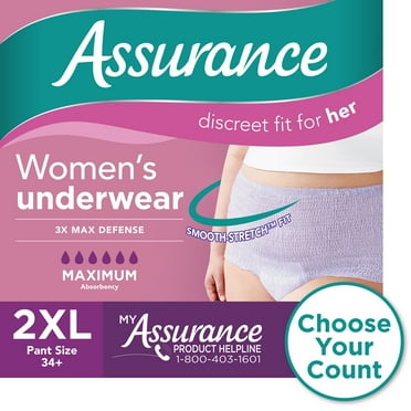 Assurance Women's Incontinence & Postpartum Underwear, XXL , Maximum Absorbency (54 Count)