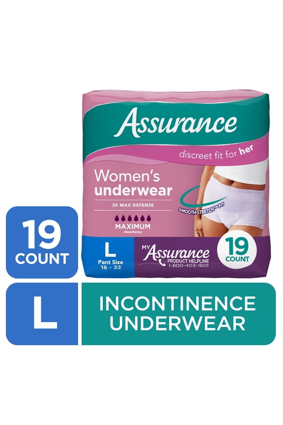 Women's Incontinence and Postpartum Underwear, L, Maximum Absorbency, 19 Count