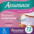 thumbnail image 1 of Assurance Women's Incontinence & Postpartum Underwear, Large, Maximum Absorbency, 72 Count, 1 of 11