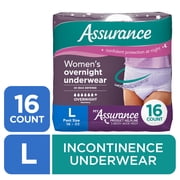 Assurance Womens Overnight Incontinence and Postpartum Underwear, L, Ultimate Absorbency, 16 Count