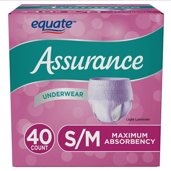 Assurance Women's Incontinence & Postpartum Underwear, Maximum Absorbency, Small / Medium (40 Count)